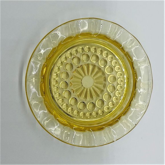 Rare Vintage 4" Amber Gold 17 Slot Bowling Alley Glass Ash Tray - Picture 1 of 4